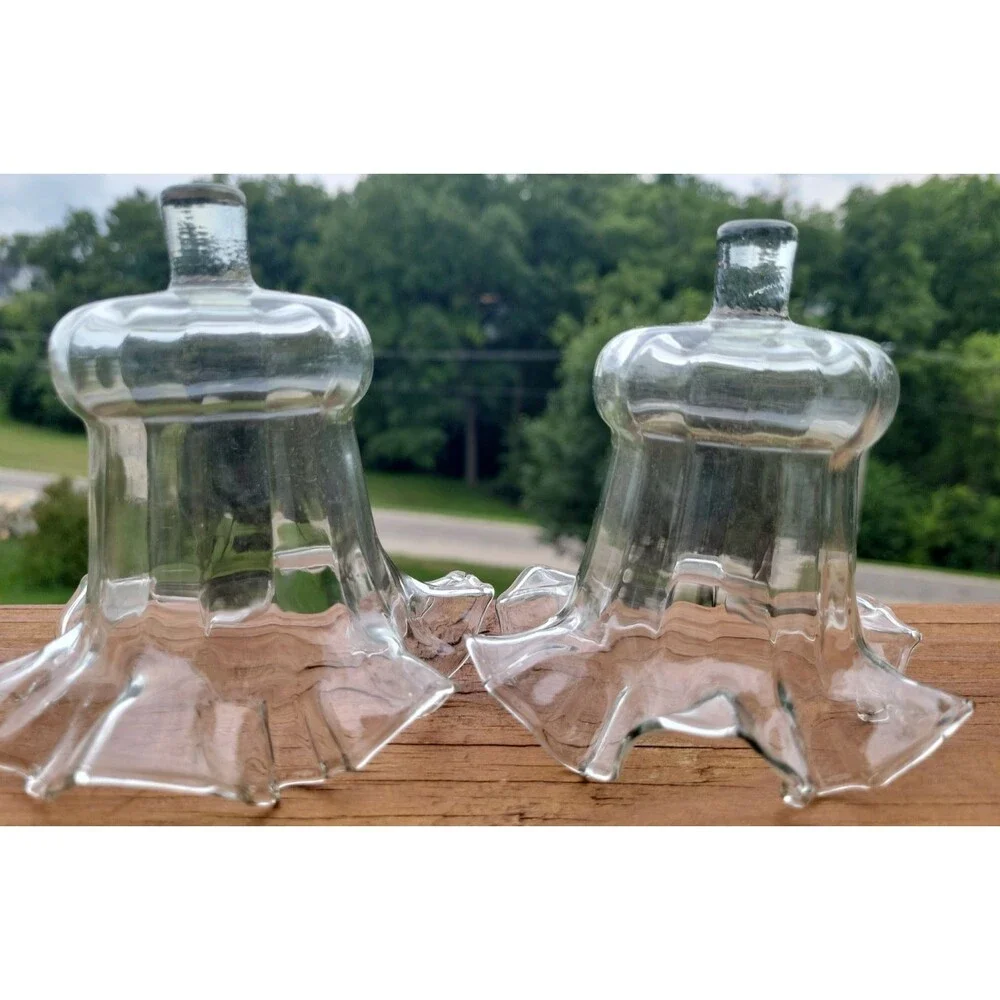 Vtg Homco Clear Glass Peg Sconce Votive Cups Ruffled Edge Fluted Cottagecore lot